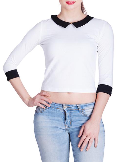 white jersey crop top - 13093814 - Very Small Image - 1