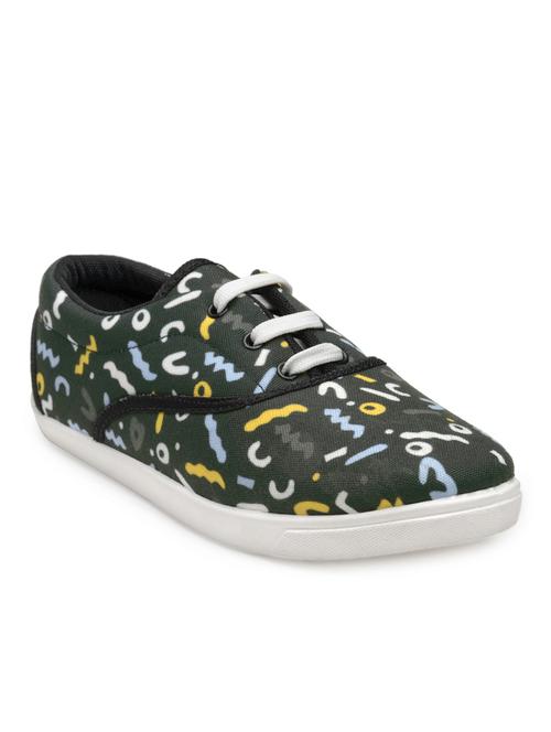green canvas laceup casual shoes - 13095296 - Very Small Image - 1