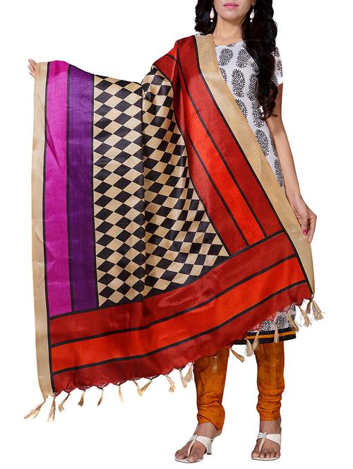 multi colored cotton blend dupatta - 13097065 - Very Small Image - 1