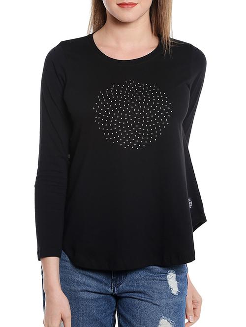 black printed cotton regular tee - 13097648 - Very Small Image - 1