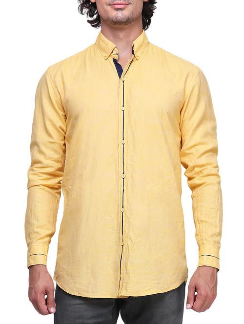 yellow cotton casual shirt - 13097825 - Very Small Image - 1