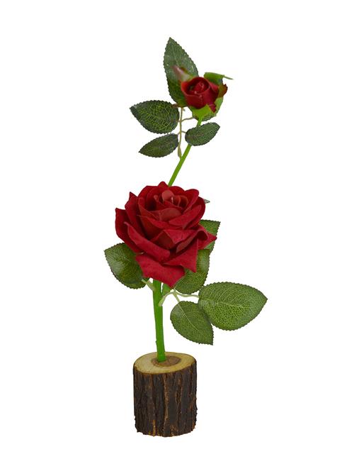 Thefancymart Artificial Real Look Rose flower  (size 14 inchs/35 cms) in Natural Wood - 1225 - 13098077 - Very Small Image - 1
