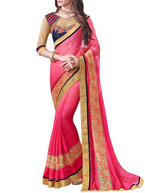 lace border floral embroidered saree with blouse - 13098226 - Very Small Image - 1