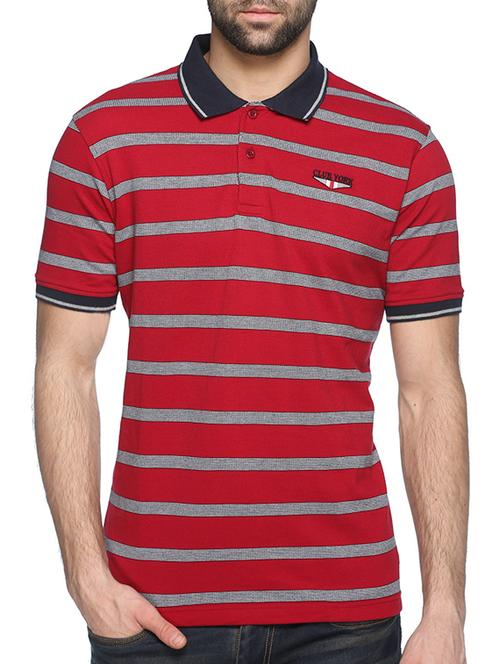 Red Cotton Striped T-shirt - 13099415 - Very Small Image - 1