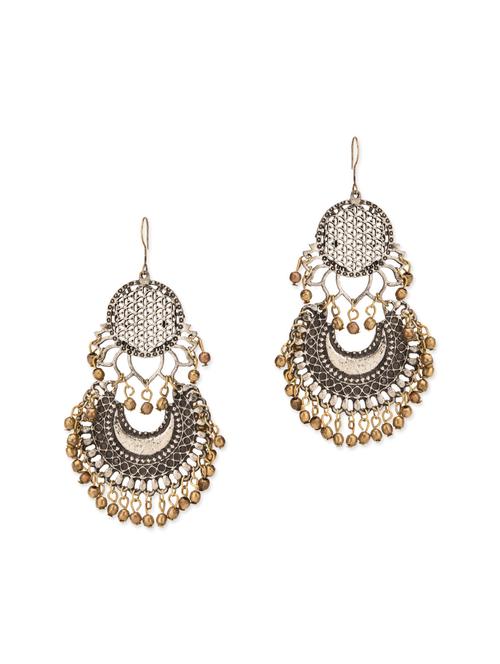 silver beaded brass earrings - 13099826 - Very Small Image - 1