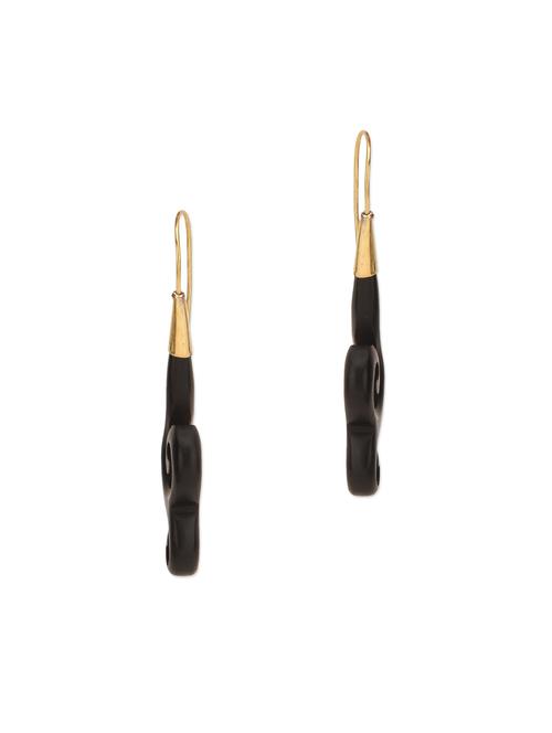 black wooden tribal drop earrings - 13099829 - Very Small Image - 1