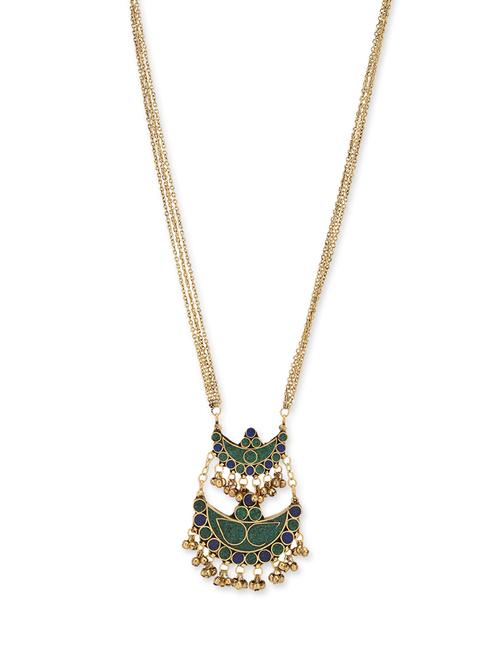 gold embellished brass layered necklace - 13099861 - Very Small Image - 1