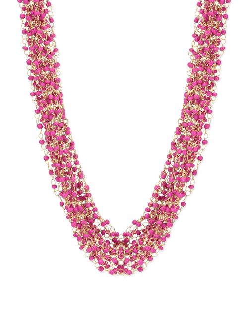 pink layered beaded brass necklace - 13099905 - Very Small Image - 1