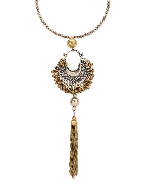 antique silver brass embellished necklace - 13099908 - Very Small Image - 1