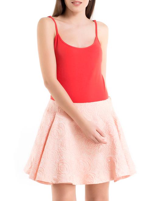 solid peach floral skater skirt - 13103223 - Very Small Image - 1