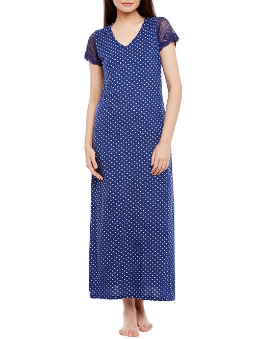 navy blue cotton nighty - 13103397 - Very Small Image - 1