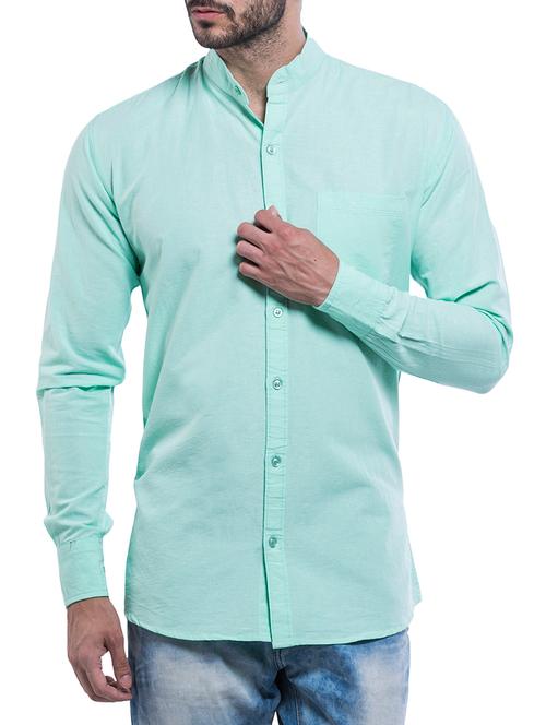 turquoise cotton casual shirt - 13103453 - Very Small Image - 1