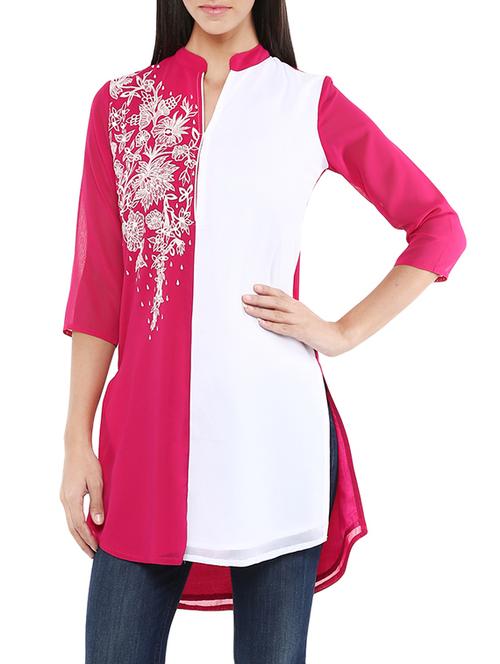 pink georgette printed tunic - 13103809 - Very Small Image - 1