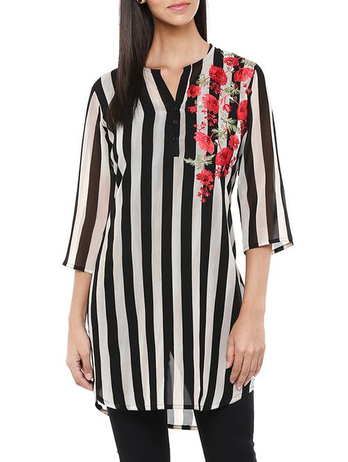 embroidered detail striped tunic  - 13103826 - Very Small Image - 1