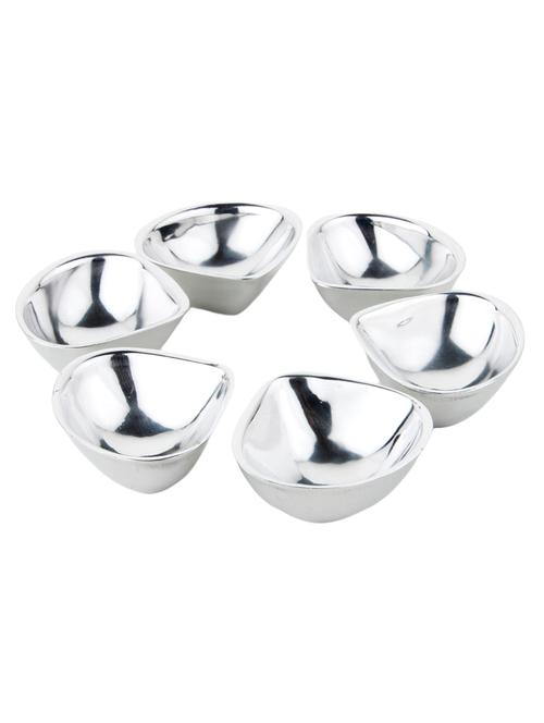 double walled stainless steel diyas (set of 6, silver) - 13104057 - Very Small Image - 1