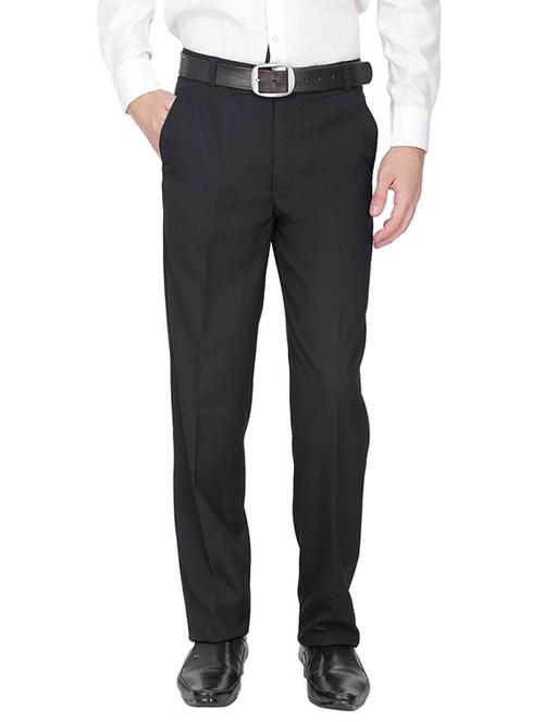 black cotton flat front formal trouser - 13104590 - Very Small Image - 1