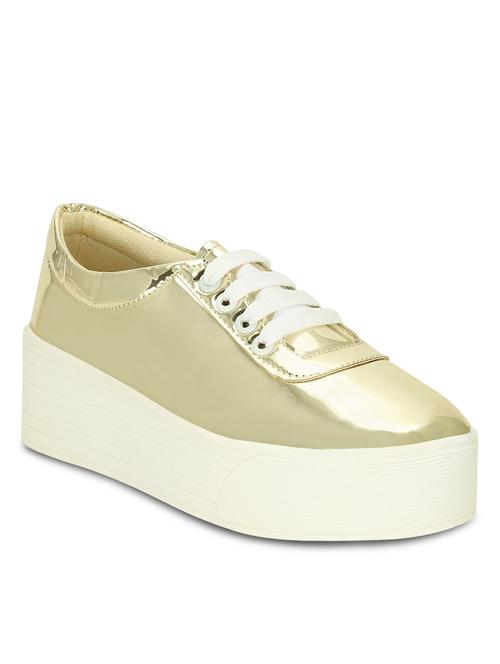 gold faux leather plimsolls sneakers - 13105153 - Very Small Image - 1