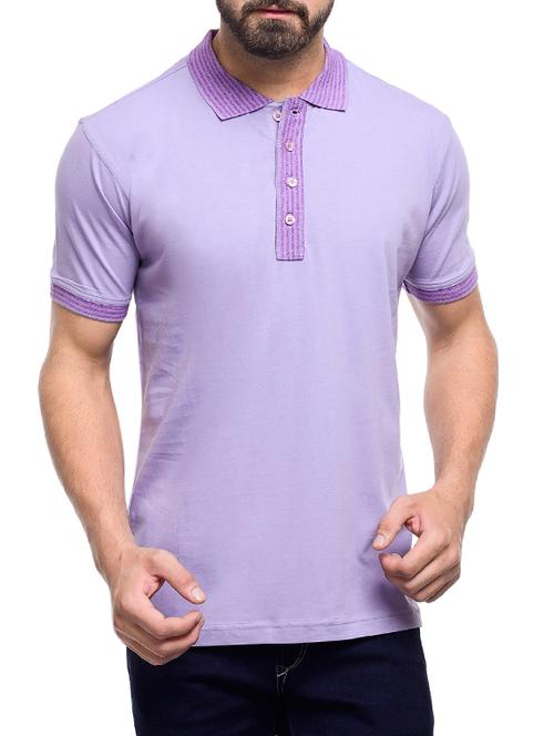 lavender cotton collared t-shirt - 13108292 - Very Small Image - 1