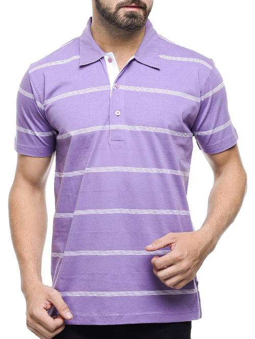 purple cotton striped t-shirt - 13108316 - Very Small Image - 1