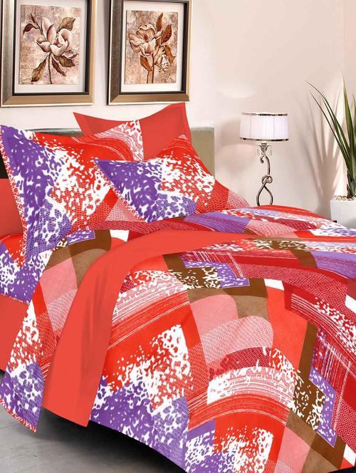 always plus red contemporary cotton bedsheet (1 double bedsheet with 2 pillow cover)with tc160 - 13110042 - Very Small Image - 1
