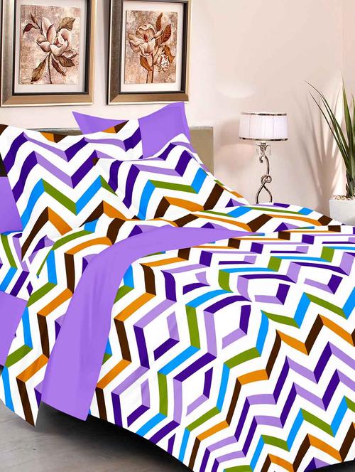 always plus purple contemporary cotton bedsheet (1 double bedsheet with 2 pillow cover)with tc160 - 13110058 - Very Small Image - 1
