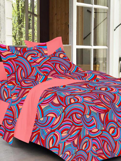 always plus multicolor floral cotton bedsheet (1 double bedsheet with 2 pillow cover)with tc160 - 13110067 - Very Small Image - 1