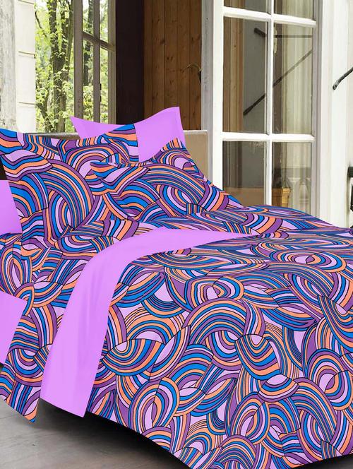 always plus multicolor floral cotton bedsheet (1 double bedsheet with 2 pillow cover)with tc160 - 13110069 - Very Small Image - 1