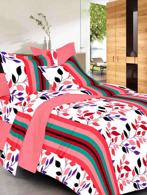 always plus pink floral cotton bedsheet (1 double bedsheet with 2 pillow cover)with tc160 - 13110097 - Very Small Image - 1