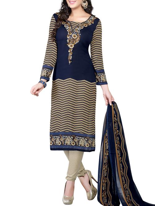 multi colored  unstitched churidaar suit - 13110340 - Very Small Image - 1