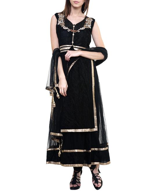 black net embellished anarkali suit - 13111015 - Very Small Image - 1