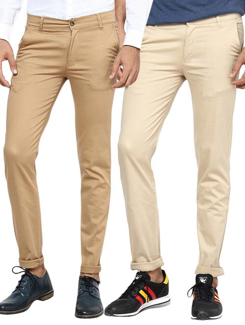 beige set of 2 cotton chinos casual trouser - 13111940 - Very Small Image - 1