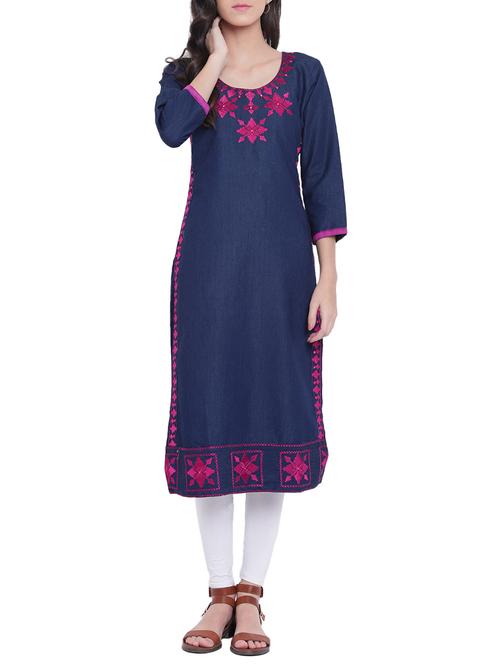 embroidered straight kurta - 13111954 - Very Small Image - 1