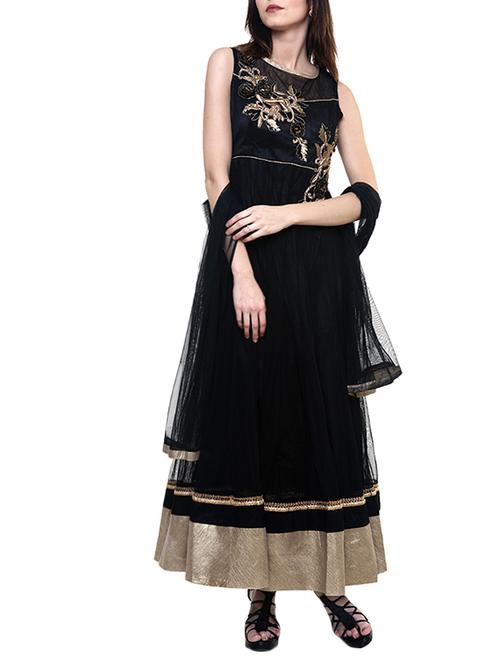 black net embroidered anarkali suit - 13112319 - Very Small Image - 1