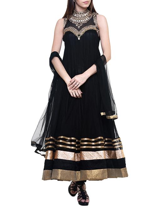 black net embroidered anarkali suit - 13112327 - Very Small Image - 1