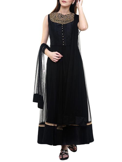 black net embroidered anarkali suit - 13112333 - Very Small Image - 1