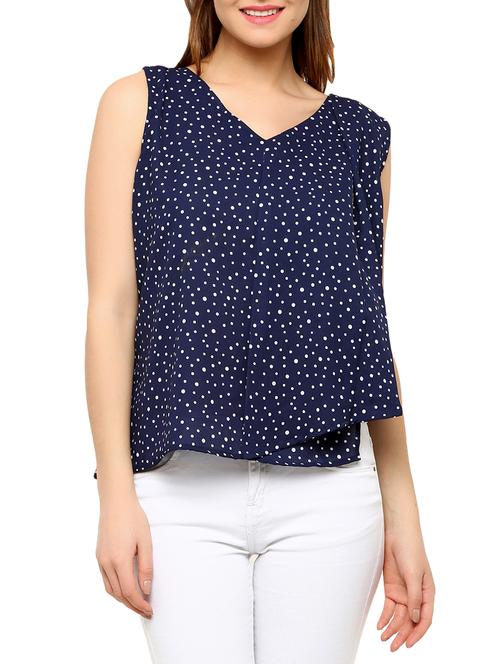 navy blue crepe straight top - 13113356 - Very Small Image - 1