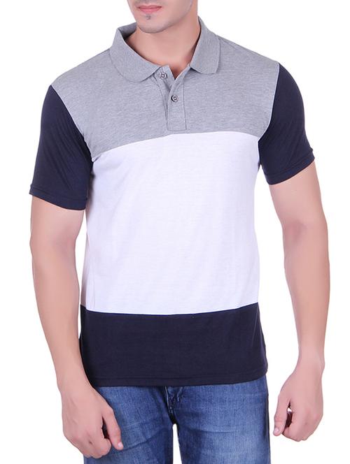 White Colour Block Cotton T-shirt - 13116645 - Very Small Image - 1