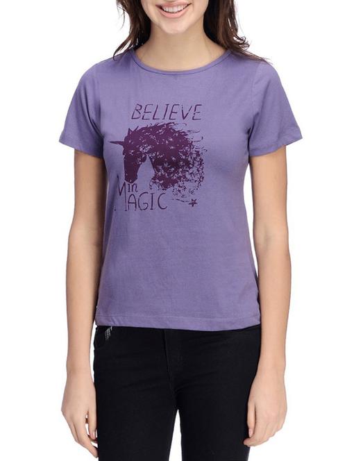purple printed jersey regular tee - 13116829 - Very Small Image - 1