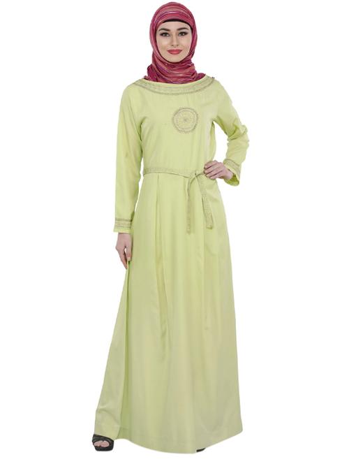 lime full sleeved abaya - 13117436 - Very Small Image - 1