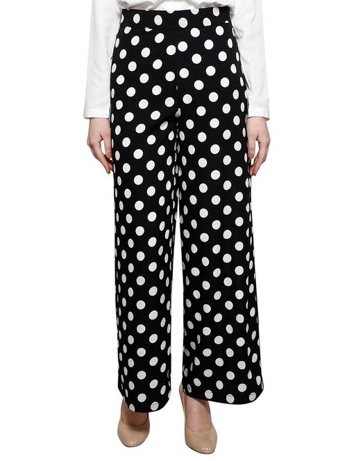 black polka dots printed polyester trouser - 13117451 - Very Small Image - 1