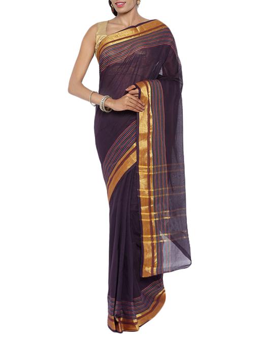 purple cotton pochampalli saree - 13117861 - Very Small Image - 1