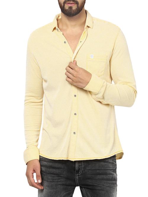 mufti mens yellow mid rise slim fit casual shirts - 13119475 - Very Small Image - 1