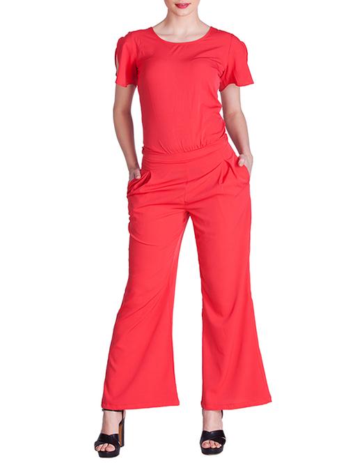 red crepe full leg  jumpsuit - 13119545 - Very Small Image - 1