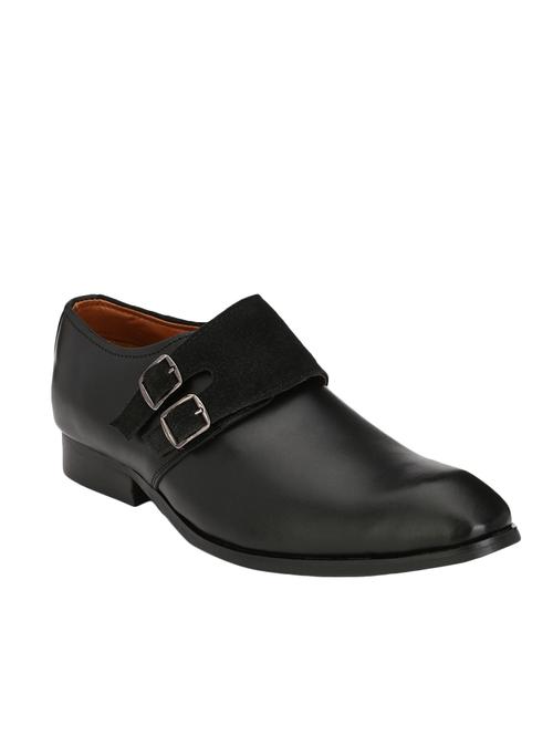 black leather slip on monk strap - 13120033 - Very Small Image - 1