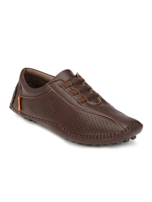 brown leatherette slip on shoe - 13120036 - Very Small Image - 1