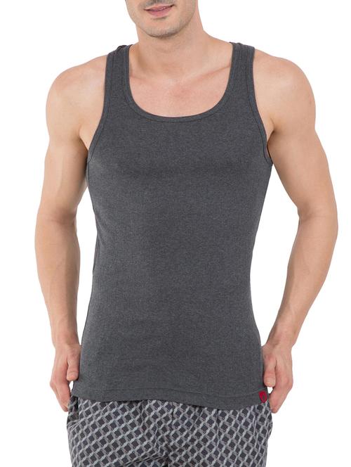 charcoal melange cotton vest - 13120649 - Very Small Image - 1