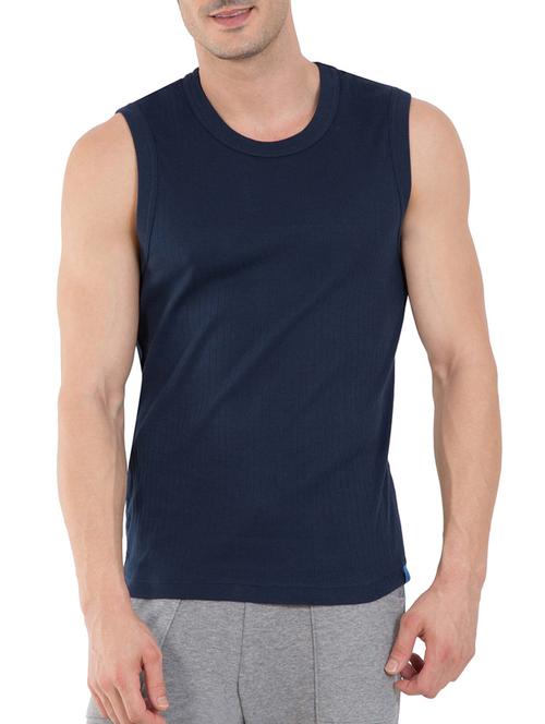 navy cotton blend vest - 13120660 - Very Small Image - 1