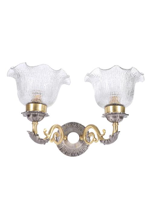 fos lighting dual finish crinkle double brass wall light - 13125092 - Very Small Image - 1
