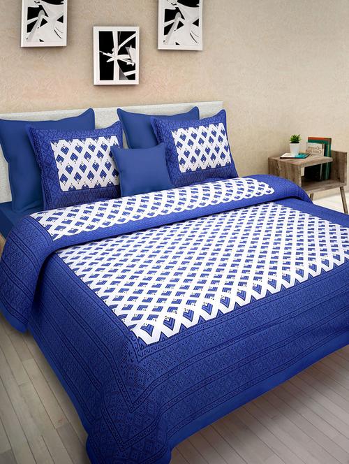 jaipuri printed cotton bedsheets with 2 pillow covers - 13125115 - Very Small Image - 1