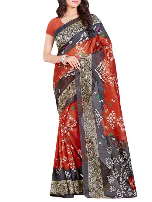 orange silk printed bhagalpuri saree with blouse - 13126649 - Very Small Image - 1